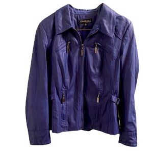 Conrad C Blue Faux Leather Jacket Size 4